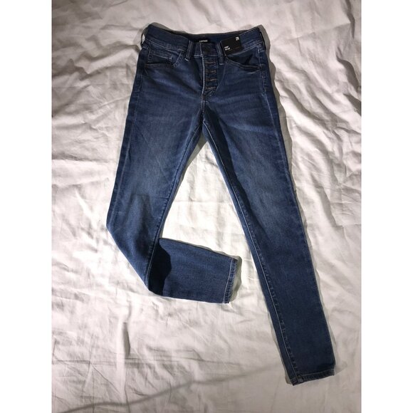 Express Women’s Skinny Mid Rise Medium Blue 5 Pocket Jeans 2 - Picture 1 of 10